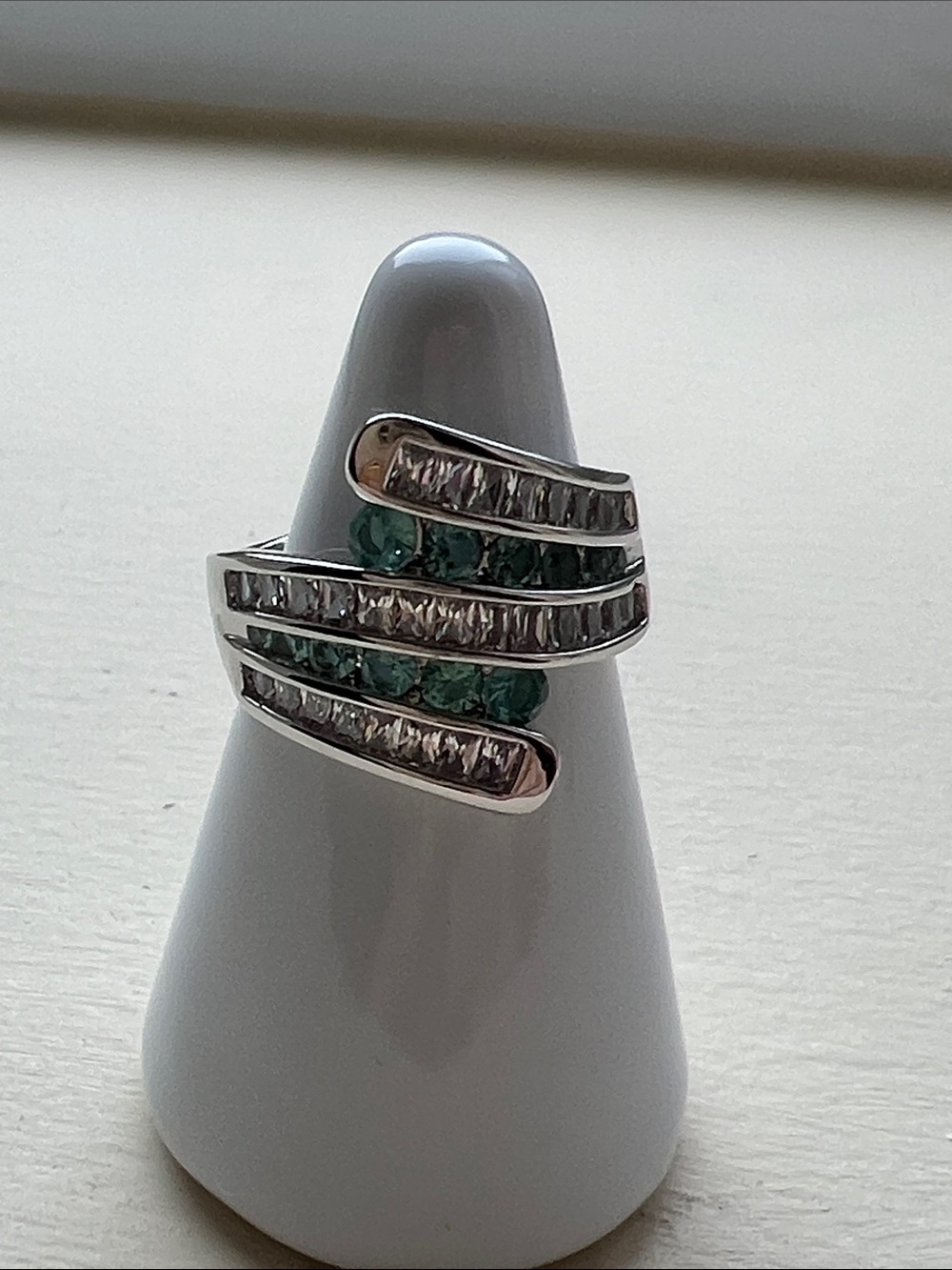 Bp rhodium Green Stone Wrap Ring